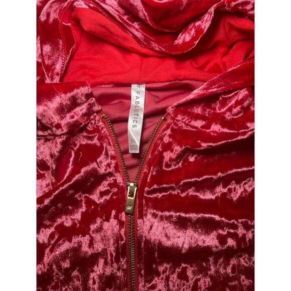 Fabletics Women's Zip Up‎ Hoodie Jacket Red Velour Size 1x Casual - Picture 8 of 11